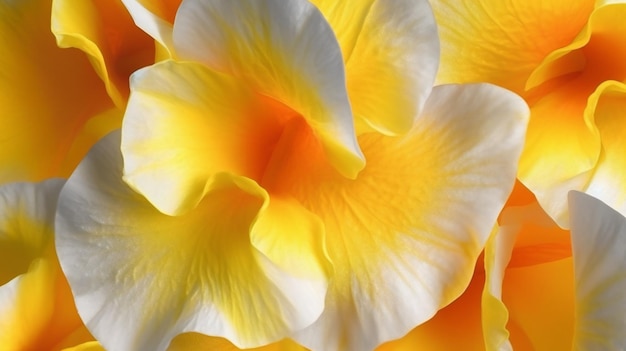 Close up of yellow and white freesia petals background