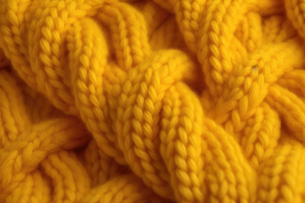 A close up of a yellow yarn