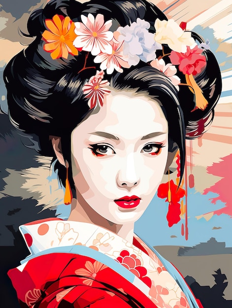 Close up of a young geisha