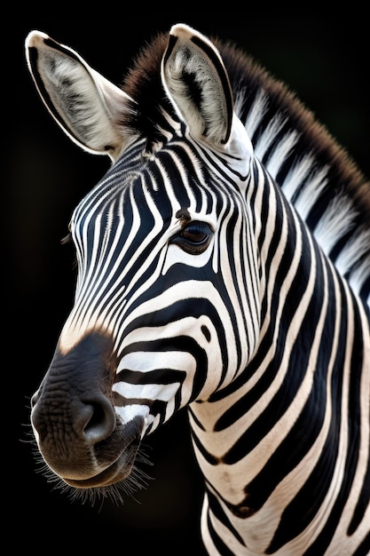 a close up of a zebra