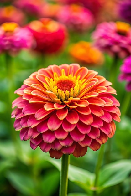 Photo close up of zinnia flower in gardens