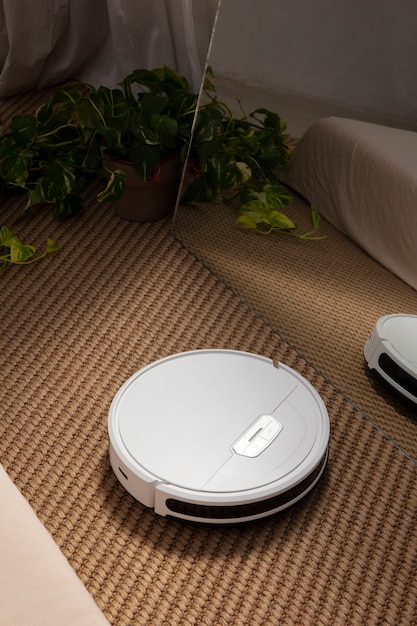 Close upon  robot vacuum cleaner indoors