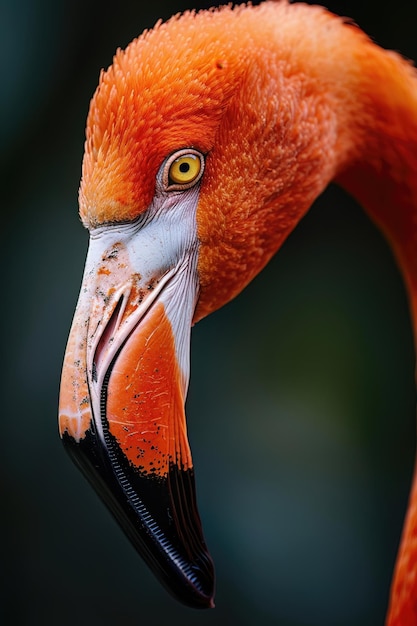 Close view of a flamingos beak capturing the unique shape and coloration perfect for exotic bird photography