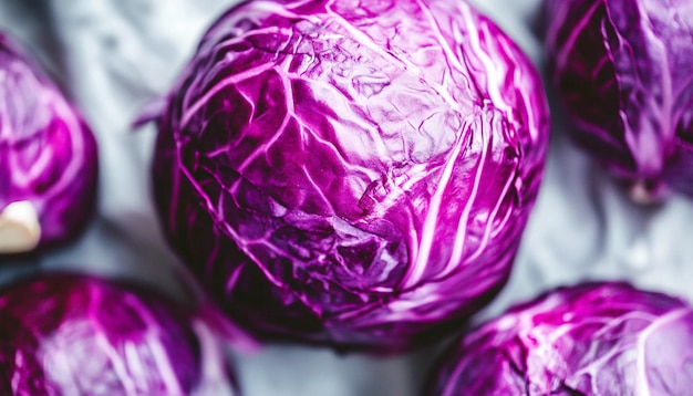 Photo close view raw cabbage vegetable on a white background