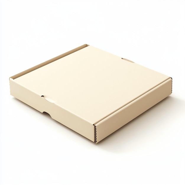 Photo closed beige pizza box packaging mockup