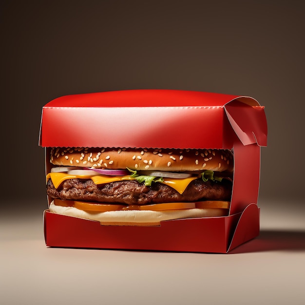 Closed Burger Box on Plain Background Minimalist Styling