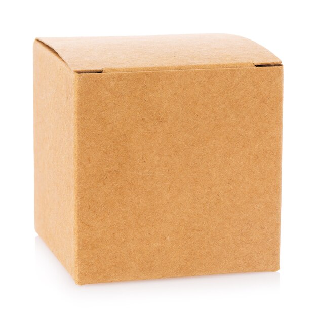 Closed cardboard box isolated on white background