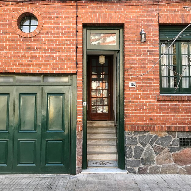 Closed door of house