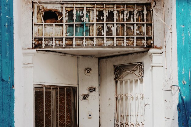 Closed door of old building