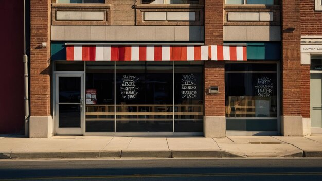 Closed retail store with signs wishing customers well and showing support