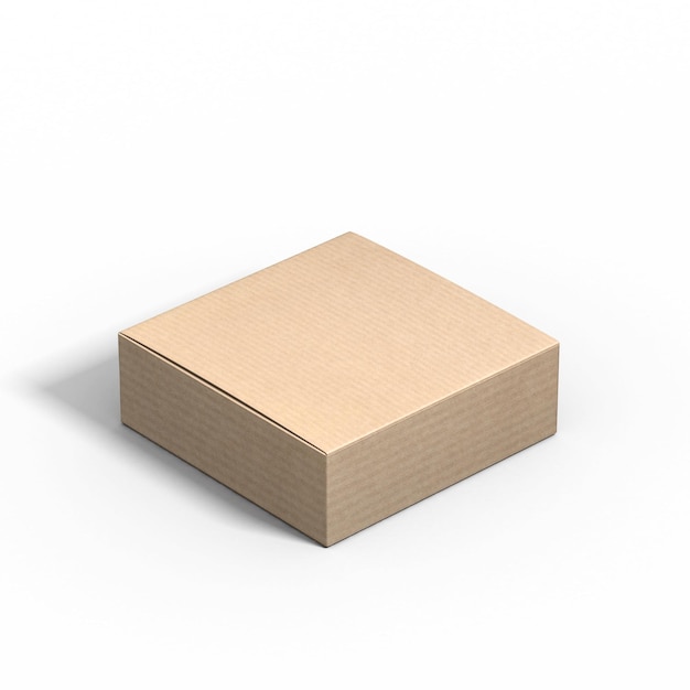 Closed small square Cardboard box, 3d rendering