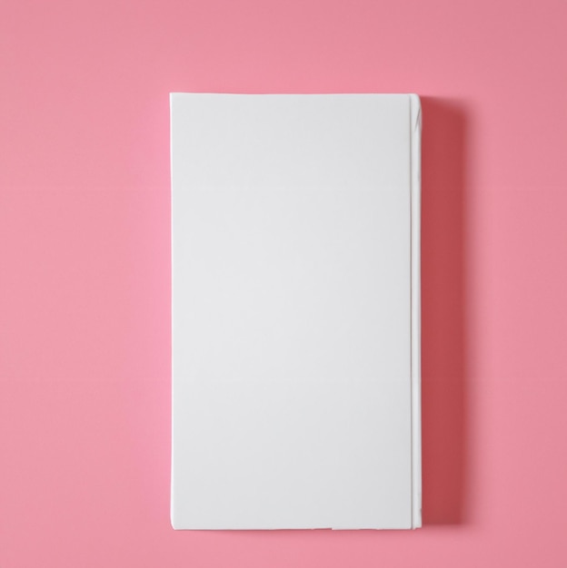 Closed Square Book Mockup on White Textured Background