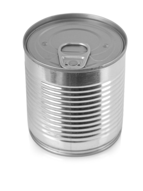 The closed tin cans. On a white background.