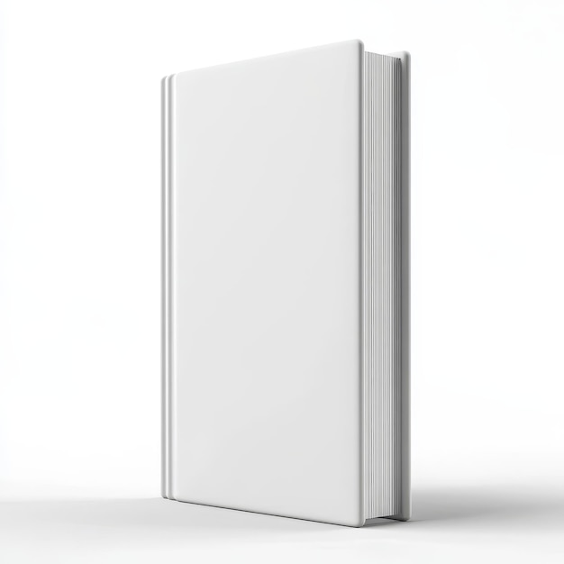 A closed white hardback book on a plain white background