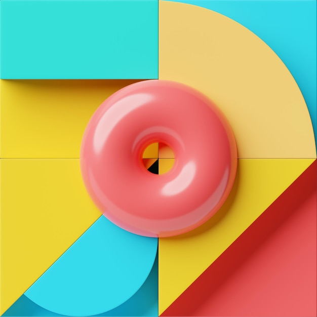 Closeup 3d colorful illustration Simple geometric shapes 3D illustration Abstract colored minimalistic composition