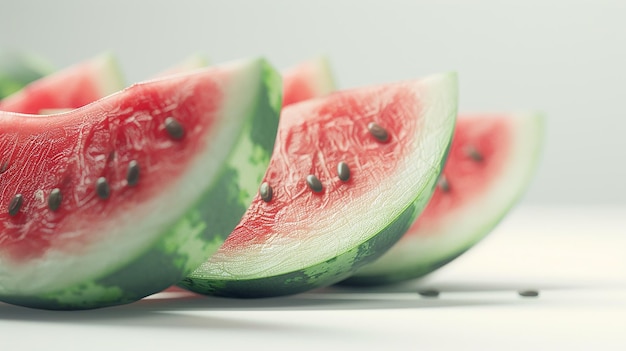 Closeup 3D Rendering of Watermelon on White Background