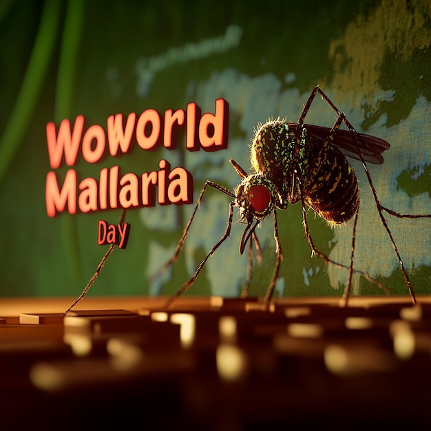 Photo closeup 3d text world malaria day