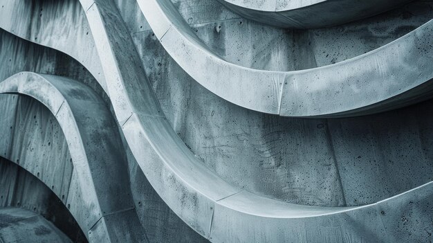 Photo closeup of abstract wavy architectural concrete structures showcases modern design and industrial aesthetics with a sleek minimalist touch