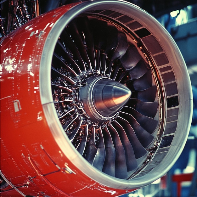 A closeup of an aircrafts engine components and systems