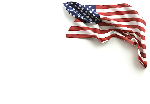 Photo closeup of american flag on white perfect for copy space