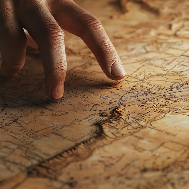 CloseUp of Ancient Map Showing Transatlantic Trade Routes