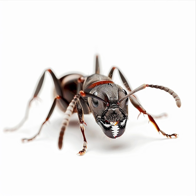 Closeup of Ant on White Background