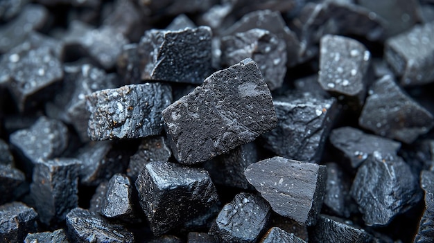 Closeup of anthracite coal pieces with rich texture and shiny surfaces suitable for energy