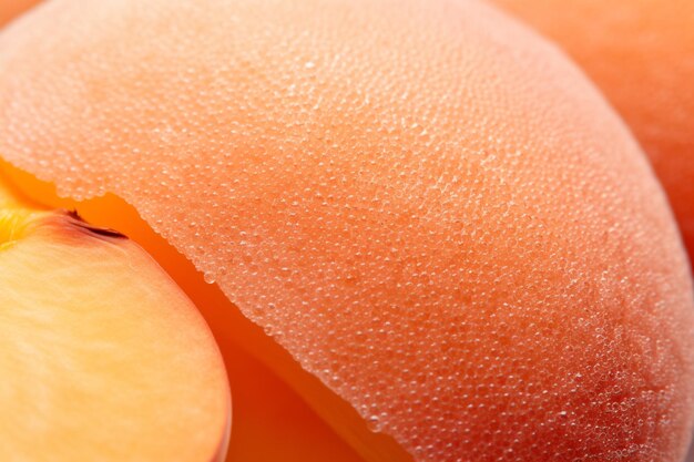 Photo closeup of apricot flesh with smooth tex natural snack fresh fruit apricot image or picture