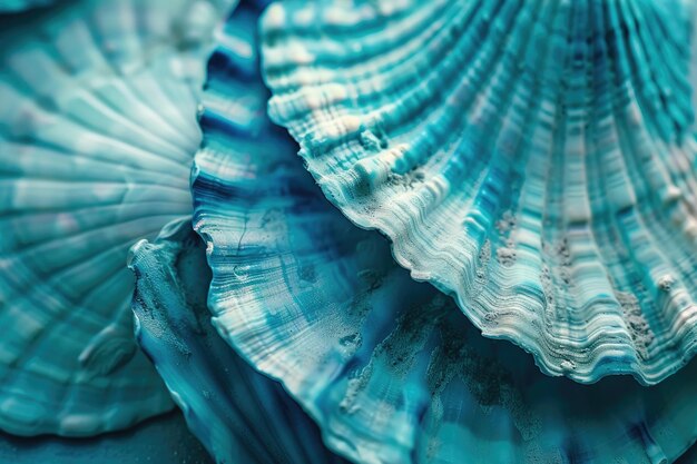 Photo closeup aqua blue seashell pattern with intricate textures