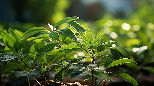 CloseUp of Arboricola Umbrella Tree in Natural Garden