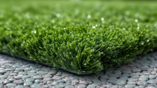 closeup of artificial green grass