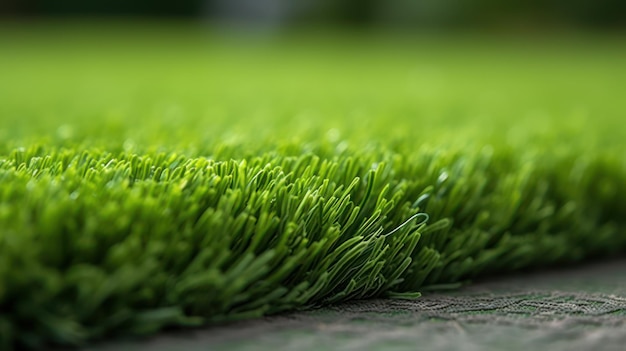 closeup of artificial green grass