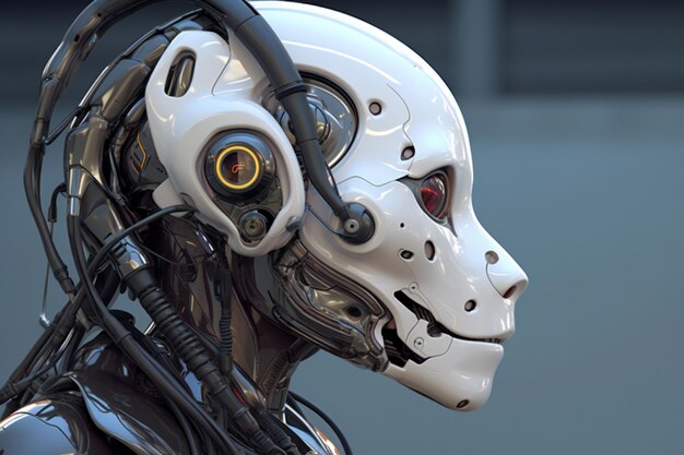 Closeup of artificial intelligence robot