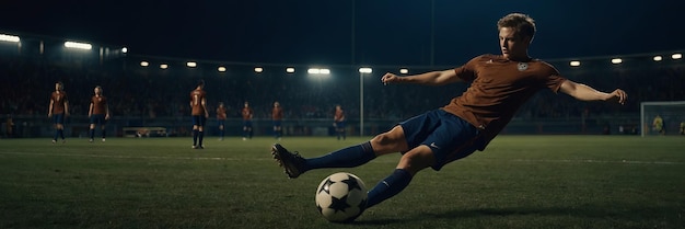 Closeup on athlete playing soccer