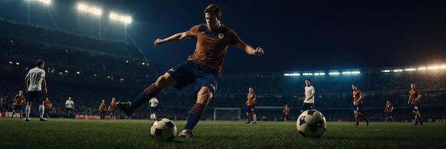 Closeup on athlete playing soccer