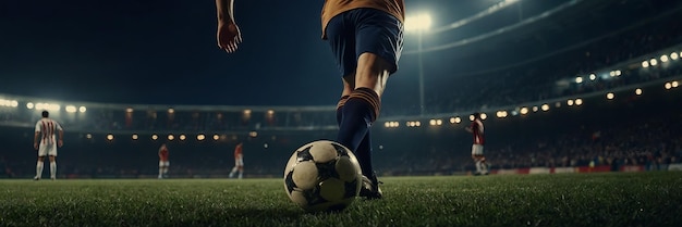 Closeup on athlete playing soccer