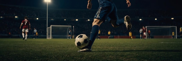 Closeup on athlete playing soccer