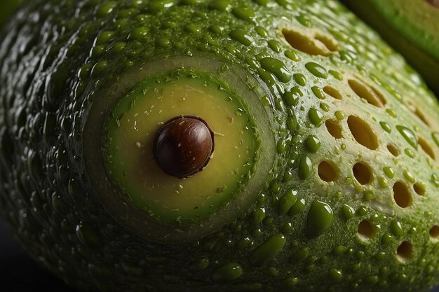 Photo closeup of avocado flesh with a smooth texture