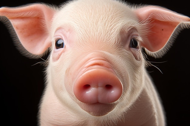 CloseUp Baby Pig Face Generative AI