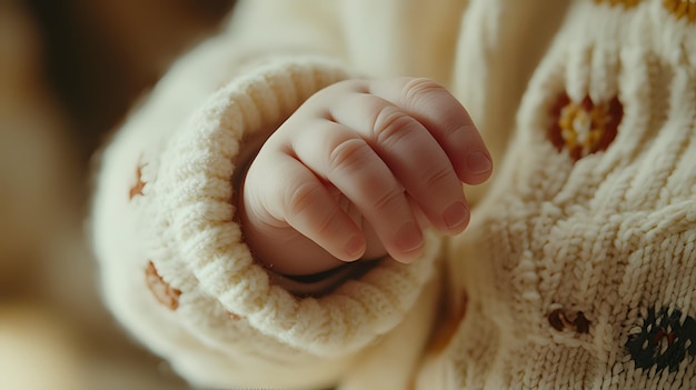 A closeup of the babys hand with his fingers