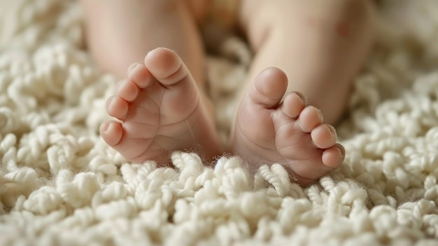 Photo closeup of a babys tiny feet in cozy socks symbolizing love family bonding and serenity aig62