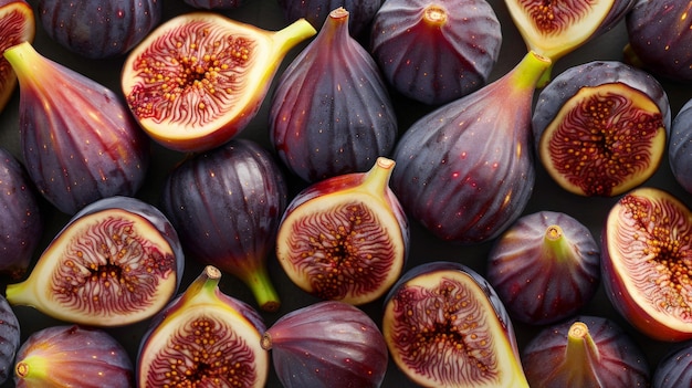 Photo a closeup of a background completely covered with fresh figs the rich juicy fruit creates a