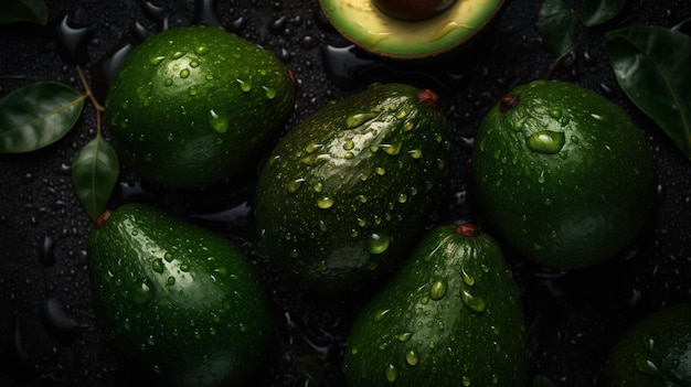 Closeup background dark green plant vegetable raw tropical food avocado fresh Generative AI