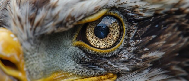 Closeup of Bald Eagles Eye Reflecting American Flag