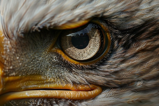 Closeup of Bald Eagles Eye Reflecting American Flag