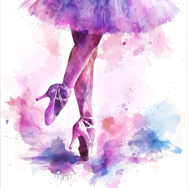 CloseUp Ballet Dancer39s Pointe Shoes An intimate look at a ballet dancer39s pointe shoes amidst a beautiful watercolor backdrop