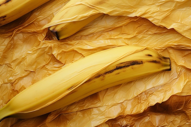 Closeup of banana skin details on white natural snack fresh fruit Banana image white background