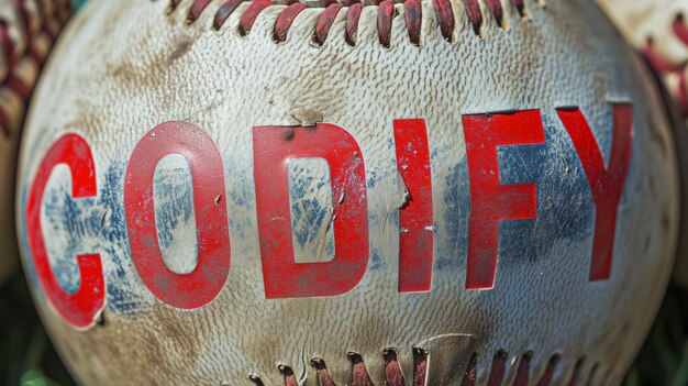 Photo a closeup of a baseball with the word codify printed on it