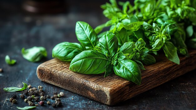 Closeup of Basil Oregano and Rosemary Artistically Arranged