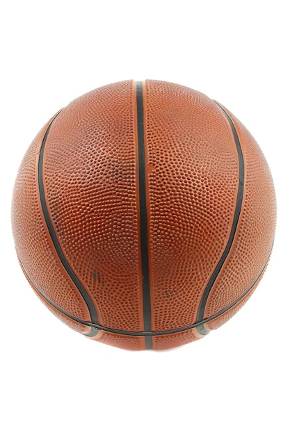 Closeup of a basketball on a plain white background Great for sports and fitness concepts